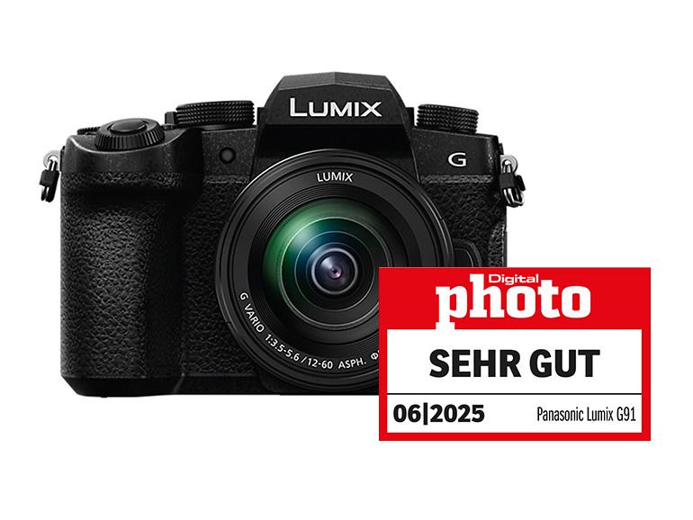 Panasonic Lumix G91 mit Testlogo