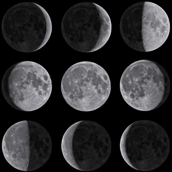 Ein Composing wie dieses ist eine hervorragende Möglichkeit, eine Mondfinsternis oder die Mondphasen anschaulich darzustellen.