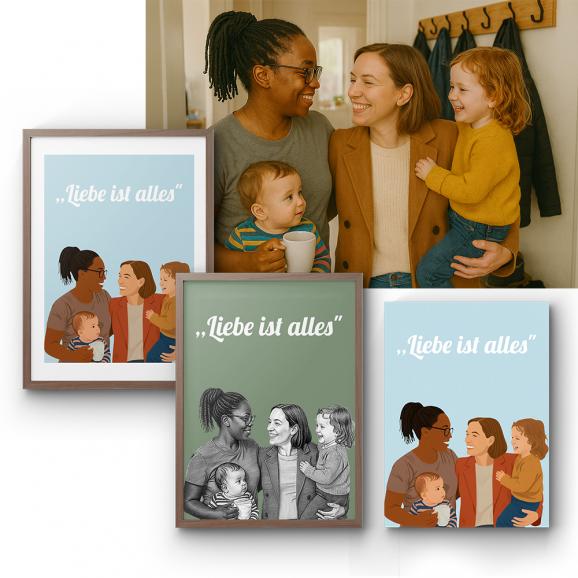 Das fertige Kunstwerk kann als Leinwandbild, Poster mit Rahmen oder Passepartout bestellt werden.