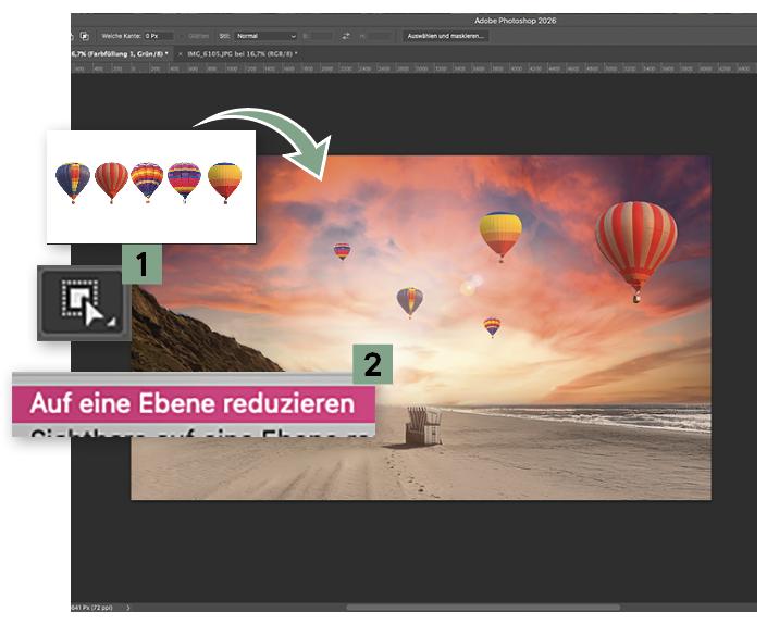 Heißluftballons freistellen und einfügen