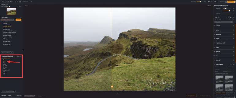 Develop Collections bieten verschiedene Stilvarianten derselben Bearbeitung – von subtil bis stärker ausgeprägt.