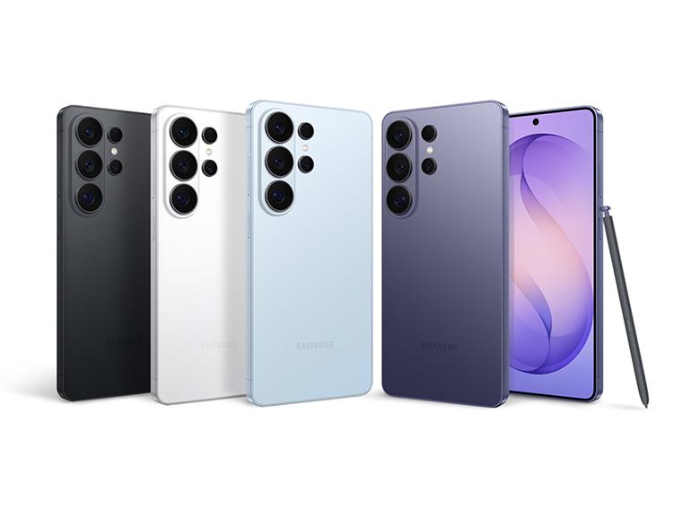Das Galaxy S26 Ultra ist in Cobalt Violet, Sky Blue, Black und White erhältlich.