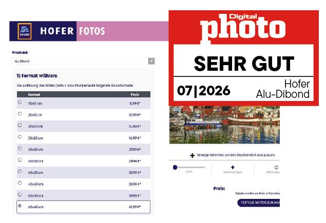 Hofer Alu-Dibond Testergebnis
