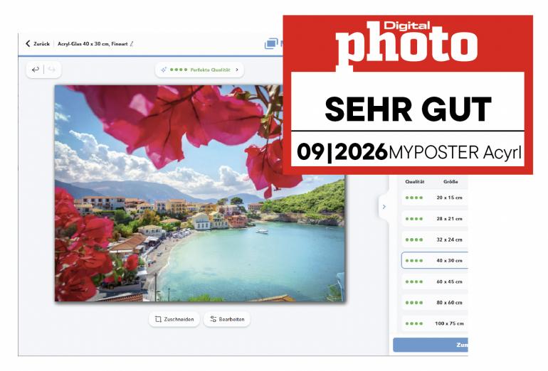 MYPOSTER Abzug hinter Acryl Testergebnis