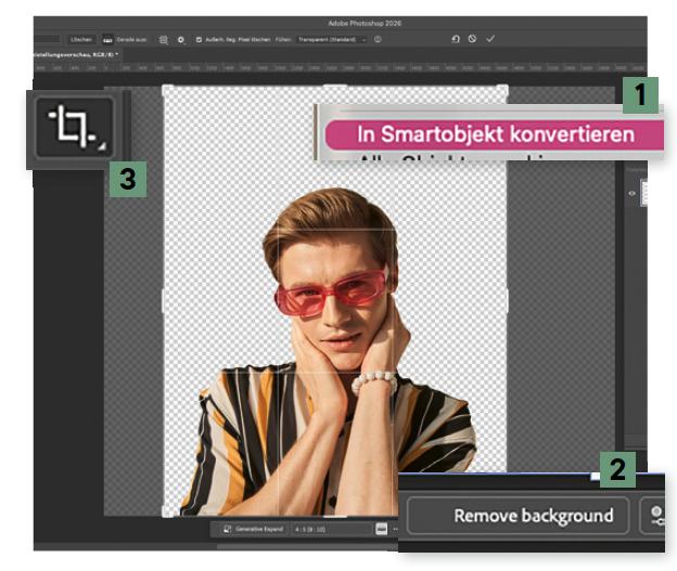 Freigestellt und mit ausreichend Raum rund um das Motiv ist das Porträt optimal für die weitere Gestaltung vorbereitet. Der transparente Hintergrund schafft dabei die nötige Flexibilität für den späteren Pop-Art-Look.