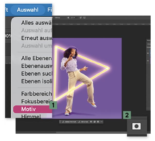 Die Kontur verläuft teilweise hinter dem Model