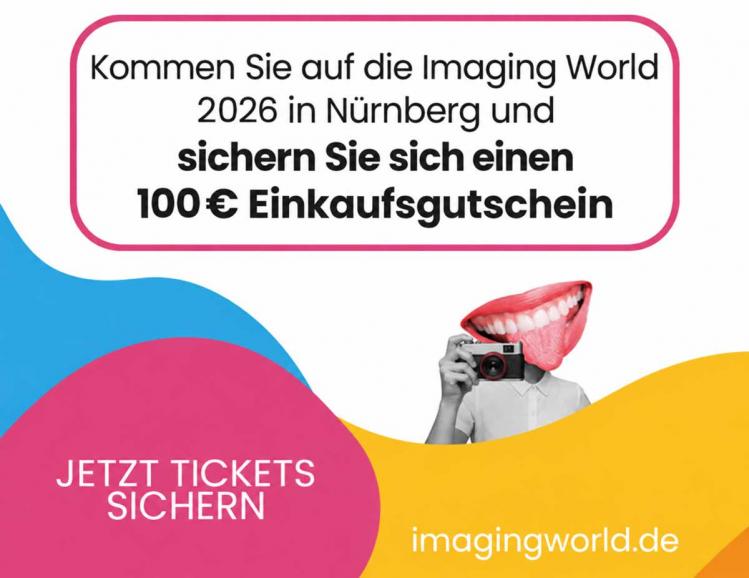 100 Euro für den Einkauf: Besucher der Imaging World 2026 erhalten gegen Vorlage ihres Tickets einen 100-Euro-Einkaufsgutschein.