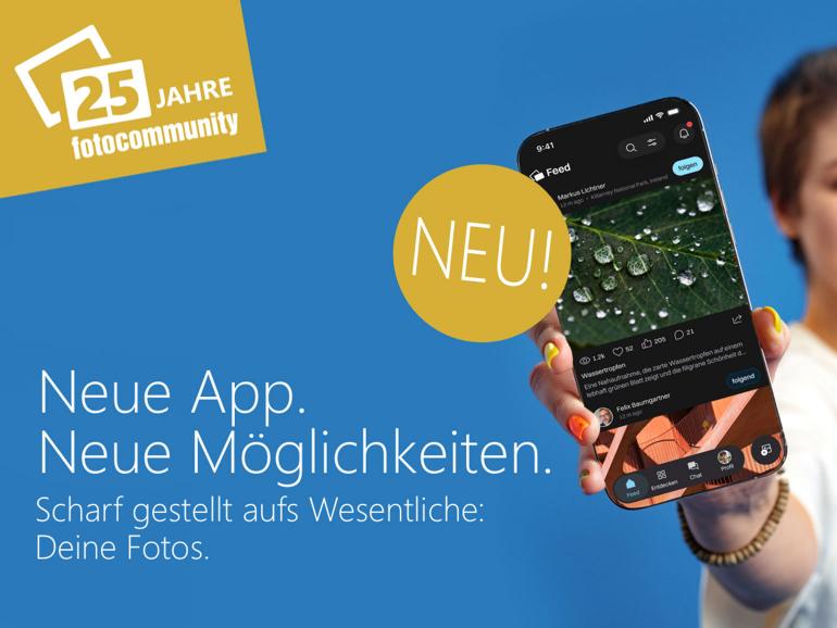 Zum 25-jährigen Bestehen präsentiert die fotocommunity ihre neue App für iOS und Android. Im Mittelpunkt stehen ein individuell anpassbarer Foto-Feed und der direkte Austausch mit anderen Fotografie-Begeisterten.