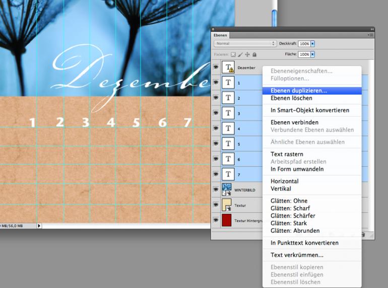 Kalender mit Photoshop gestalten