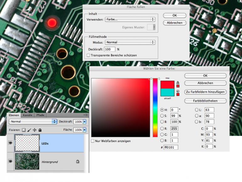 Bildoptimierung mit Photoshop: Leuchtende Dioden