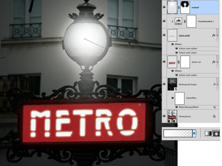 Photoshop: Straßenschild nachträglich illuminieren