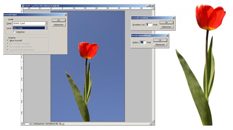 Photoshop: Freistellen mit Farbkanälen