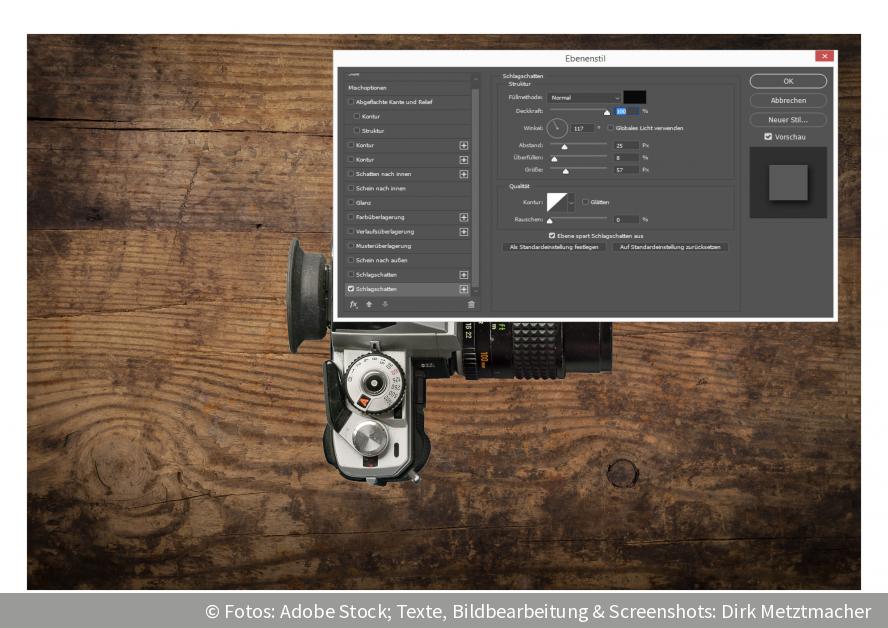 Schlagschatten werfen in Photoshop