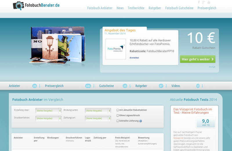 Screenshot: Fotobuchberater.de