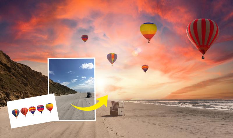 Julia Carp (Strandbild), Southtownboy Studio (Heißluftballons) – stock.adobe.com/de